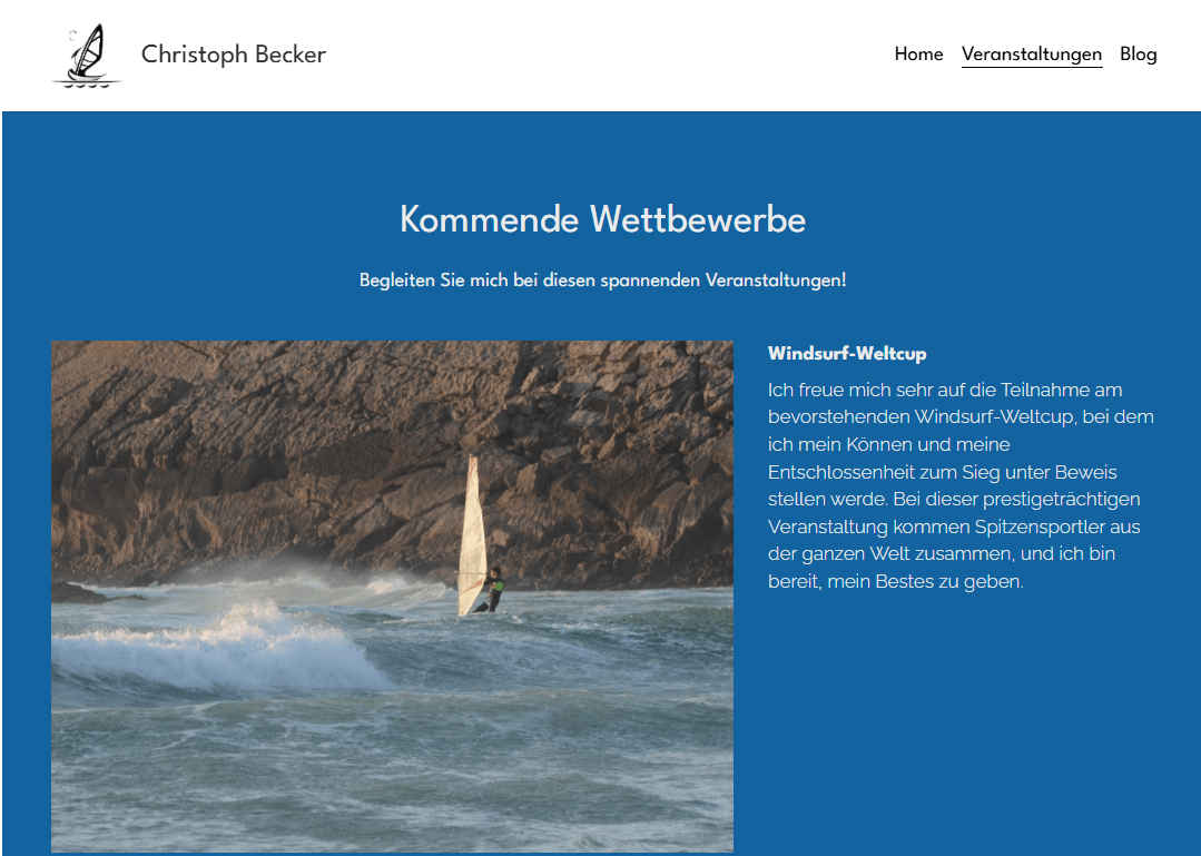 Windsurfer-Vorlage von Strikingly