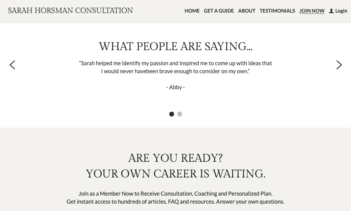 Startup-Coach-Vorlage von Strikingly