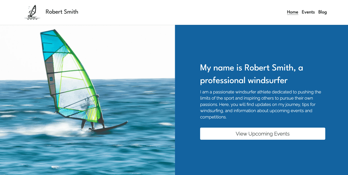 Szablon windsurfera od Strikingly