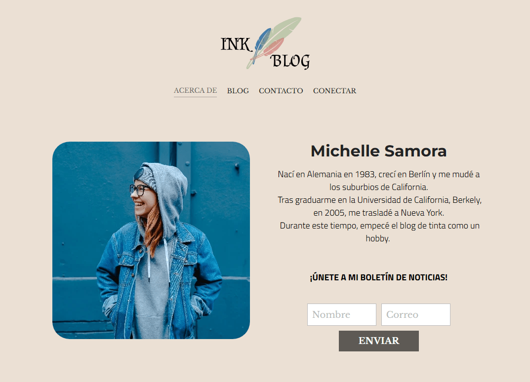 Plantilla de blog de tinta de Strikingly