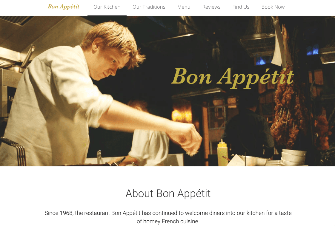 Szablon Bon Appetit od Strikingly