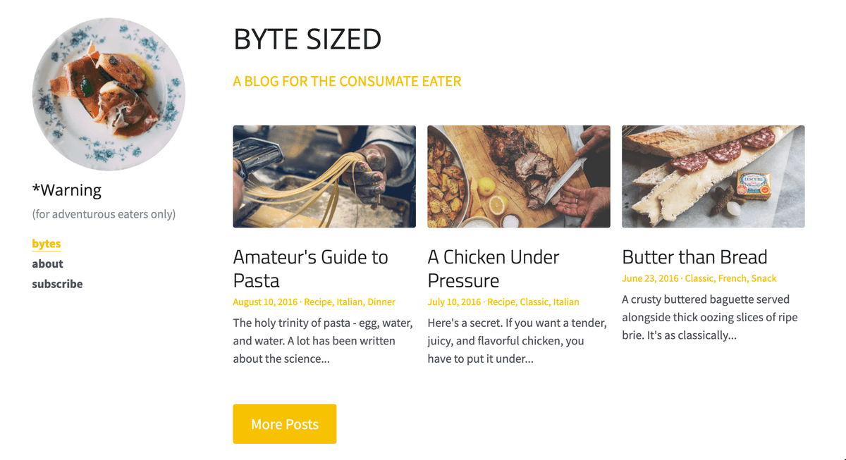 Byte Sized Blog Template von Strikingly