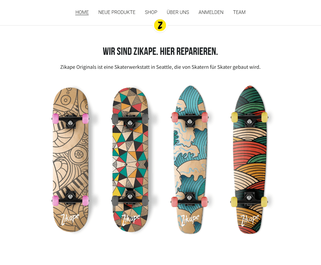 Zikape-Vorlage von Strikingly