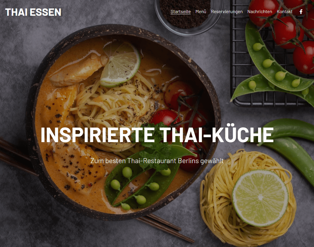 Vorlage für ein thailändisches Restaurant von Strikingly