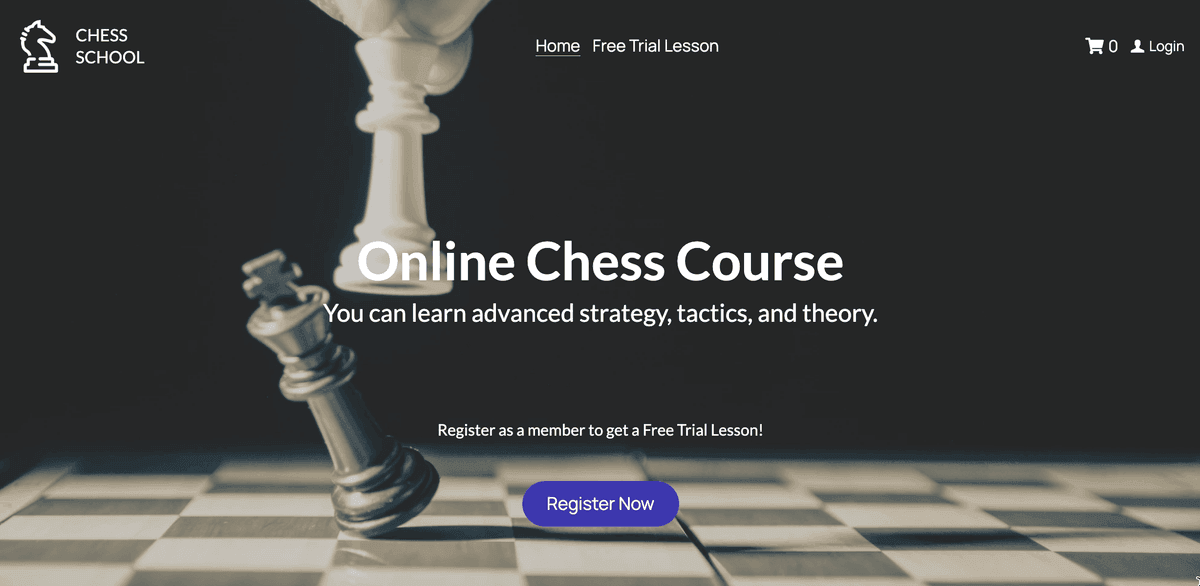 Szablon szkoły szachowej od Strikingly