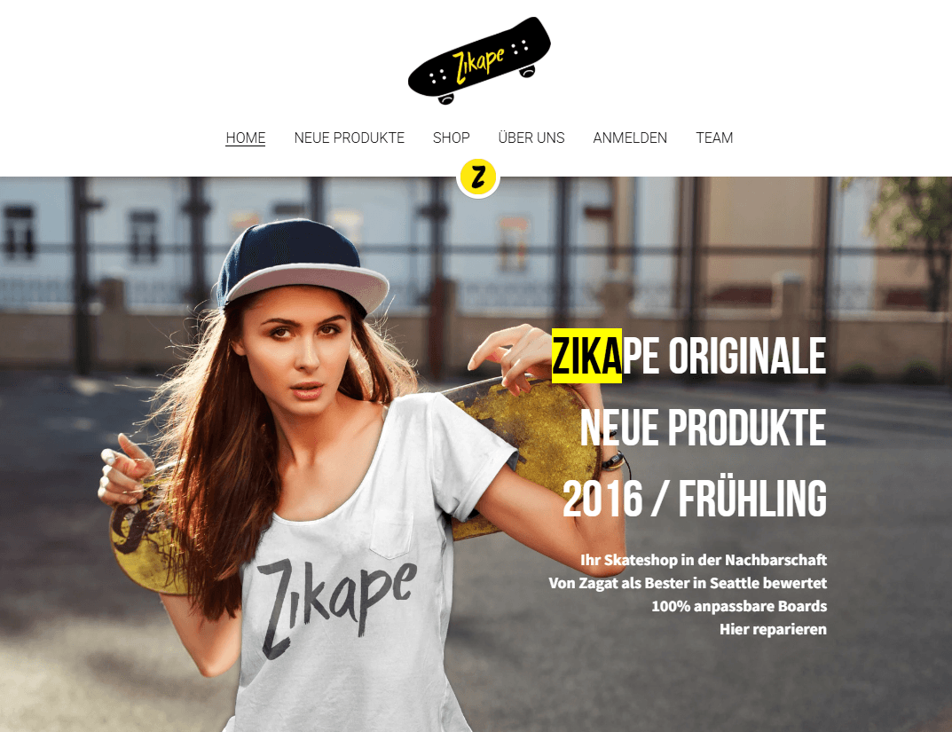 Zikape-Vorlage von Strikingly