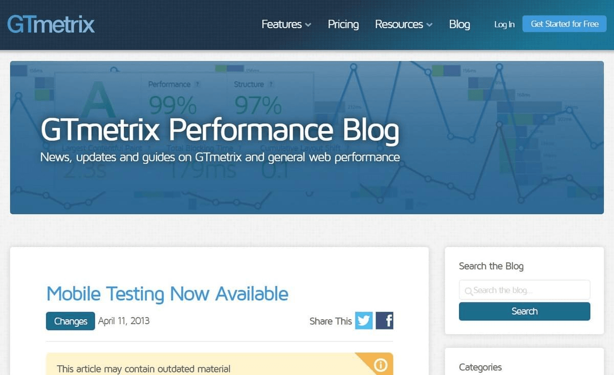Imagen tomada de GTmetrix