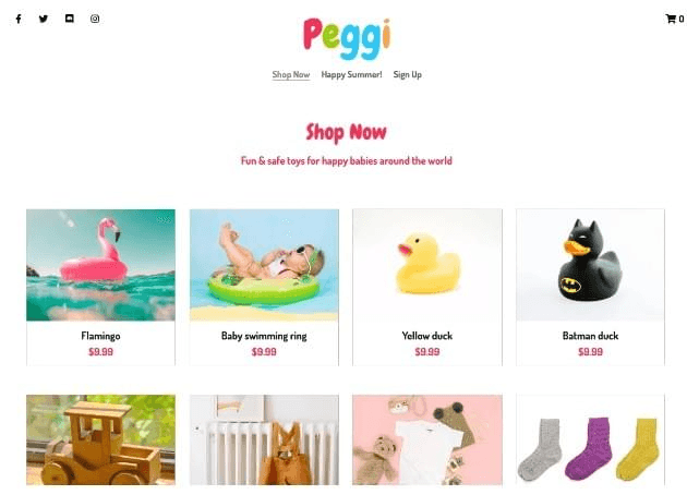 Peggi-verkkokaupan mallipohja Strikinglyltä