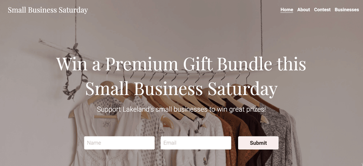 Szablon konkursu dla małych firm od Strikingly