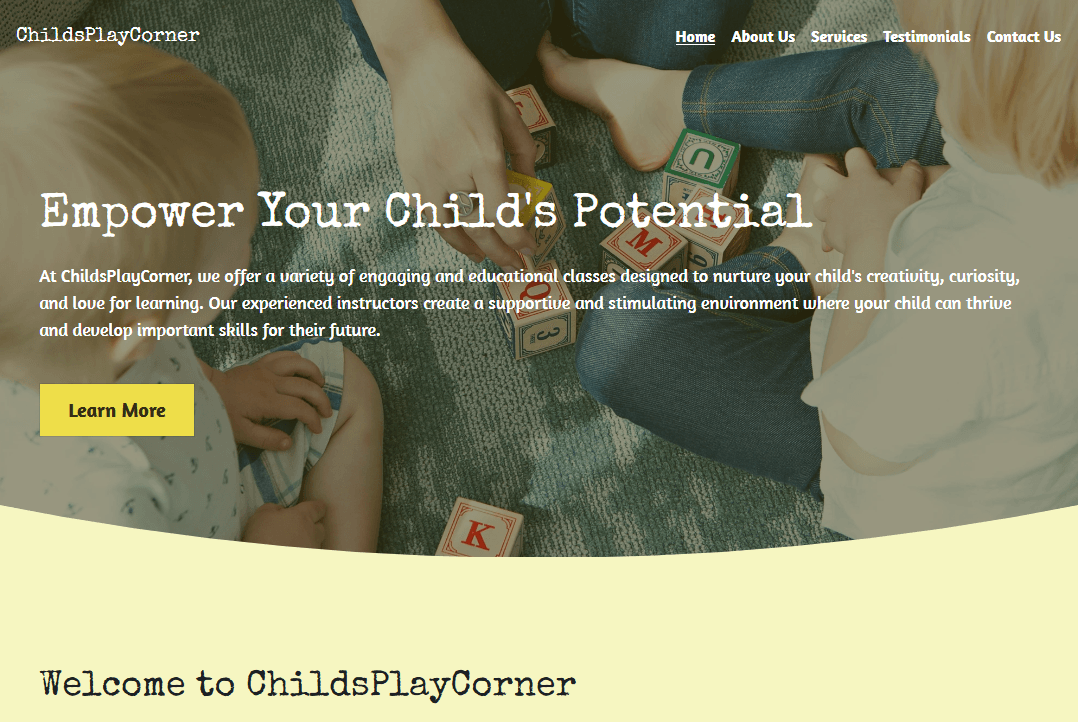 Plantilla de clase para niños de Strikingly