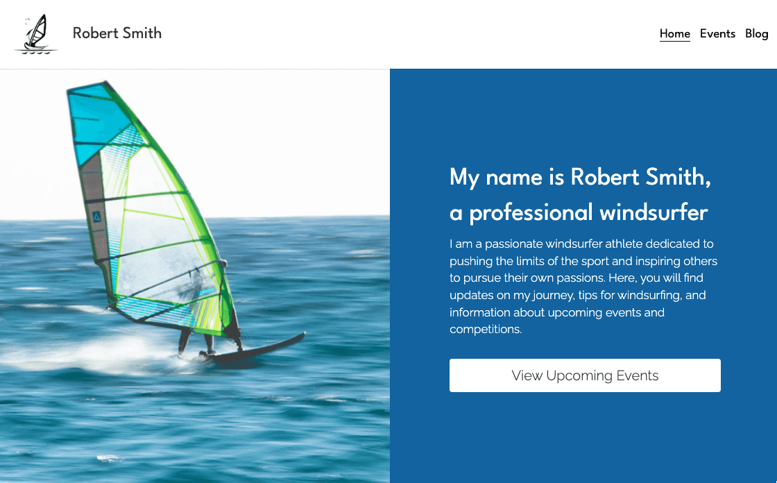 Windsurfer-Vorlage von Strikingly