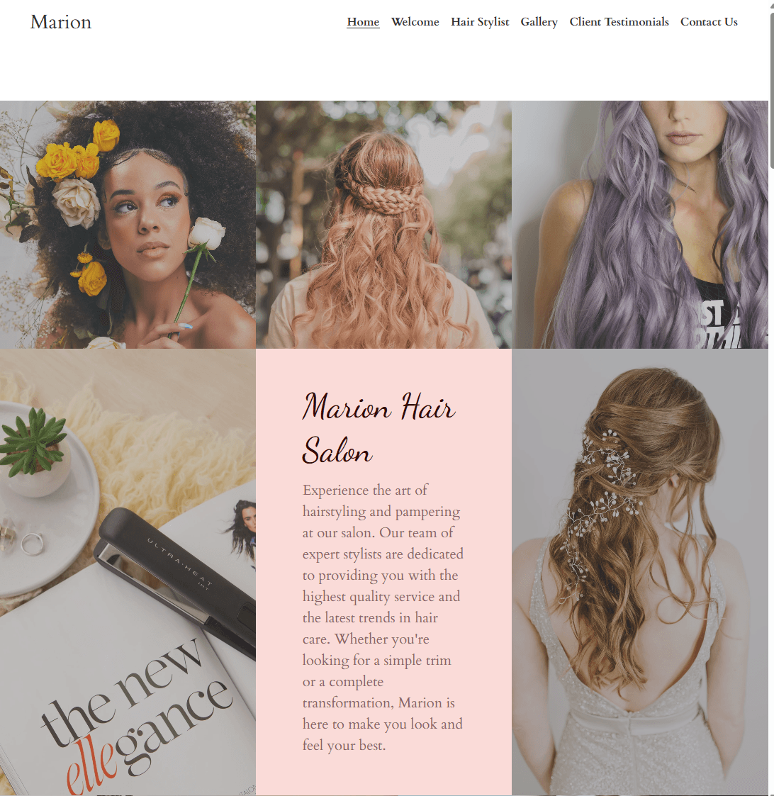 Friseursalon-Vorlage von Strikingly