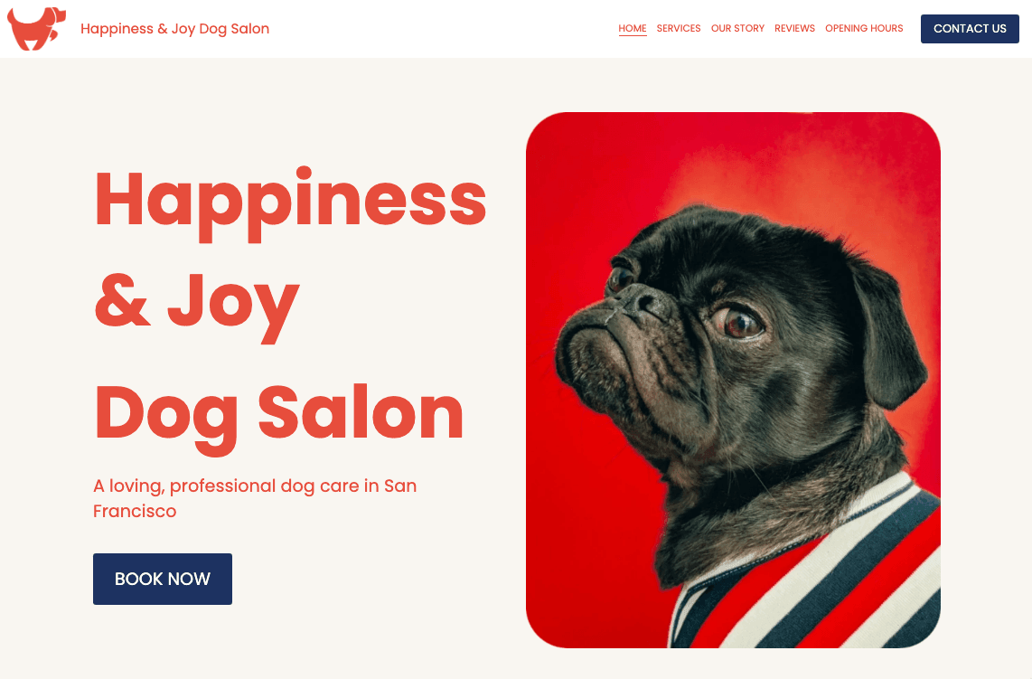 Modelo Happy Dog Salon da Strikingly
