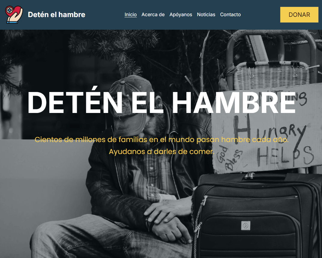 Plantilla para detener el hambre de Strikingly