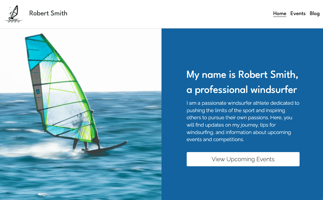 Szablon windsurfera od Strikingly