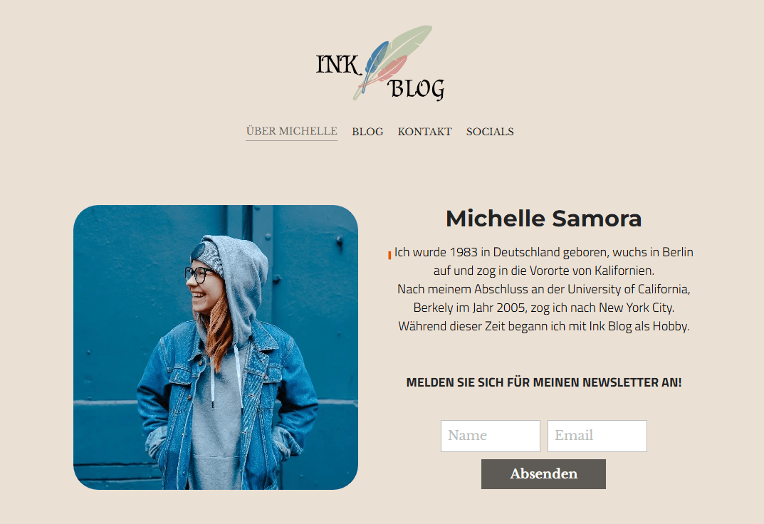 Ink Blog-Vorlage von Strikingly