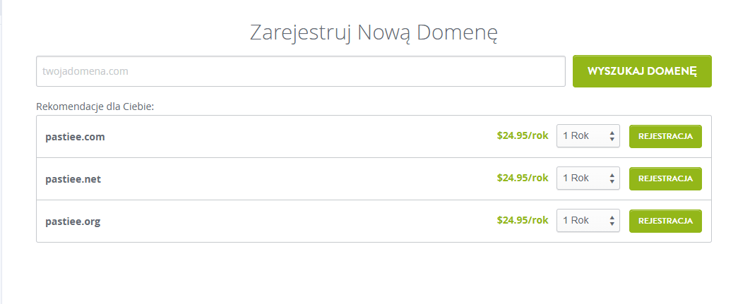 Bezpłatna strona rejestracji domeny