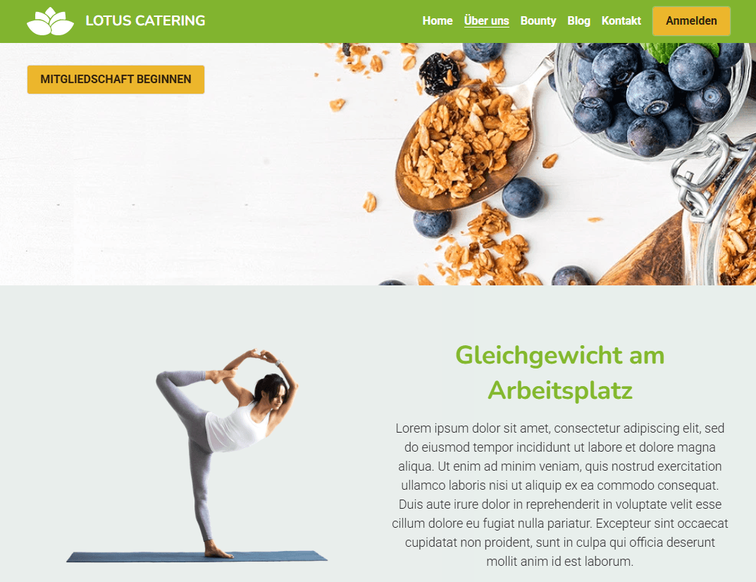 Lotus Catering Template von Strikingly