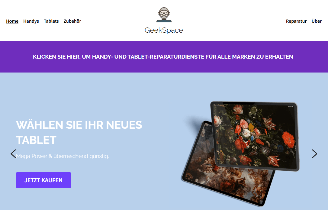 Geek Space Mehrseitige Website-Vorlage von Strikingly