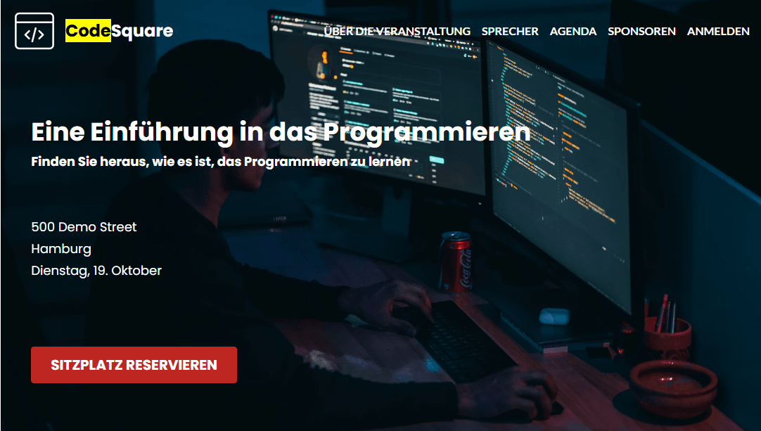 CodeSquare-Vorlage von Strikingly