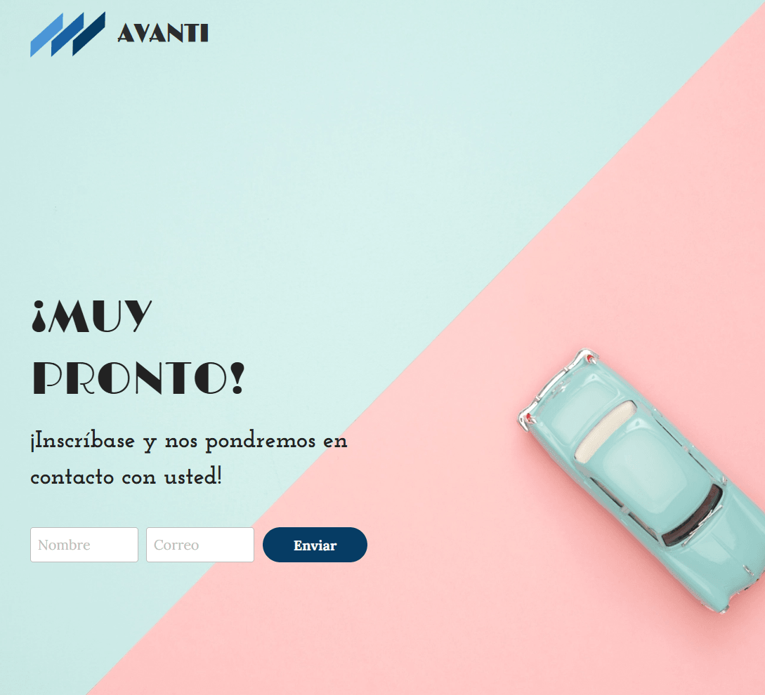 Plantilla Avanti de Strikingly