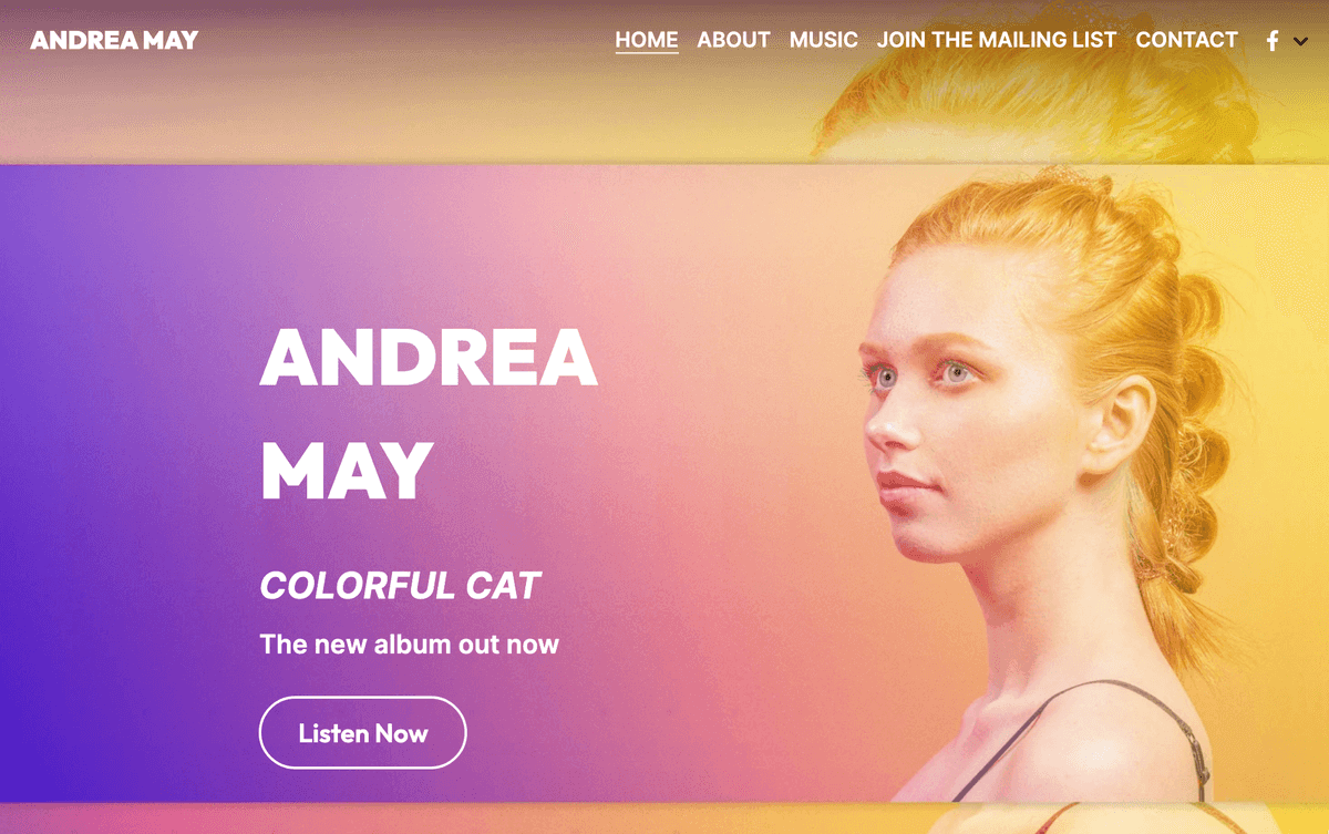 Szablon Andrei May ze Strikingly