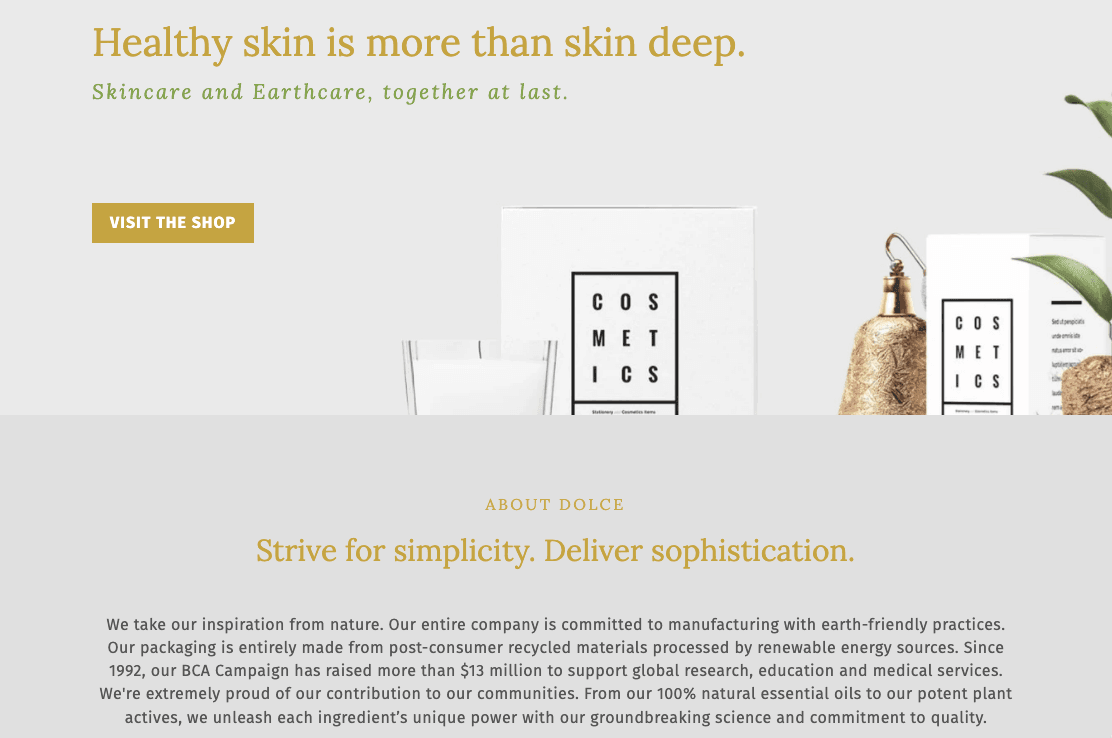 Dolce-Vorlage von Strikingly