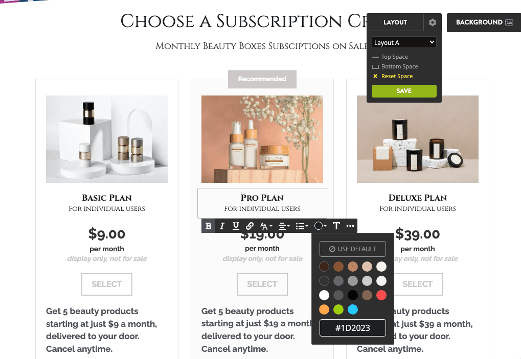 Strikingly Online-Shop-Redakteur