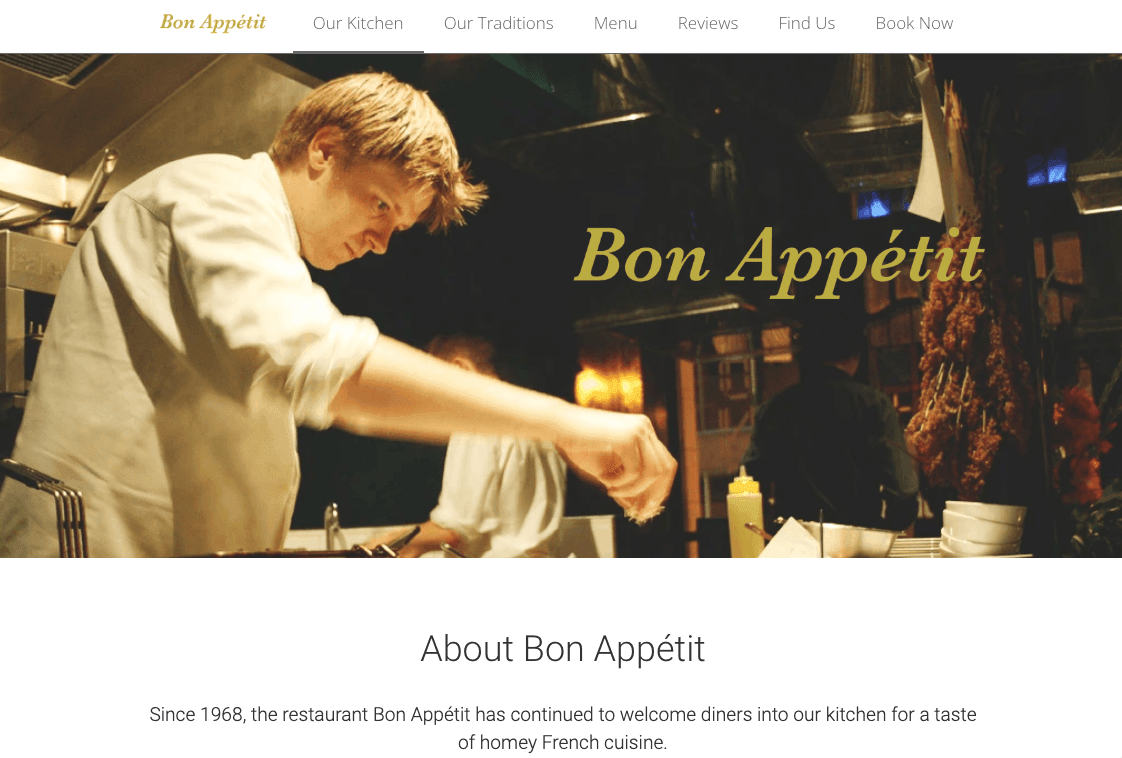 Szablon Bon Appetit od Strikingly