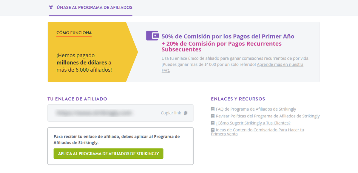 Programa de Afiliados de Strikingly