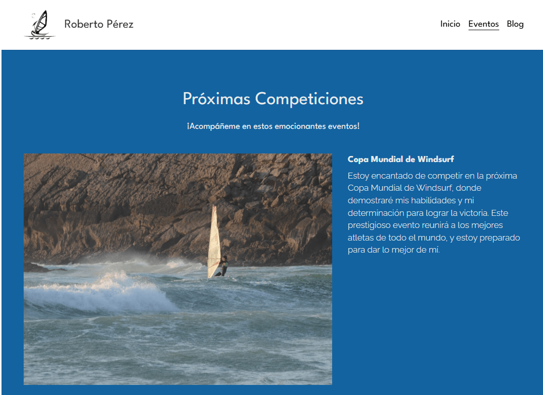 Plantilla de windsurf de Strikingly