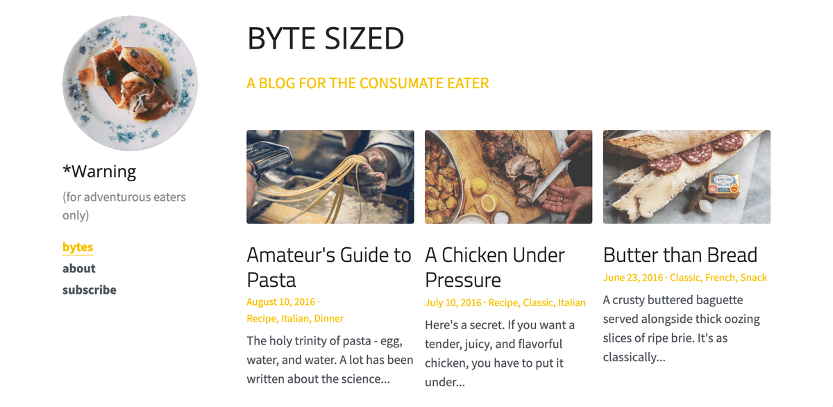 Byte-Sized Blog Template von Strikingly
