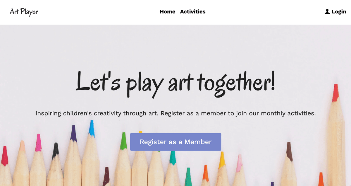 Szablon Art Player od Strikingly