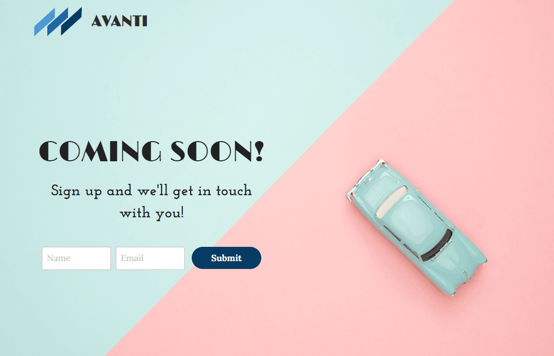 Plantilla Avanti de Strikingly