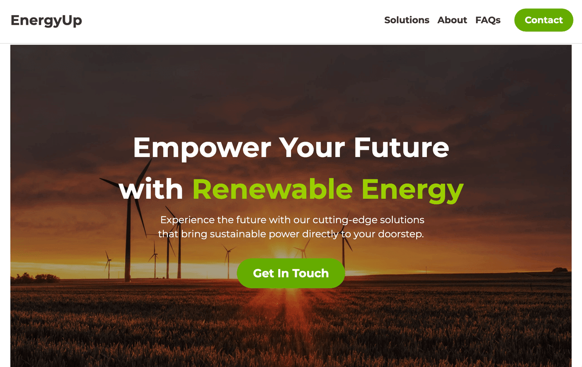 Szablon Energy Up od Strikingly