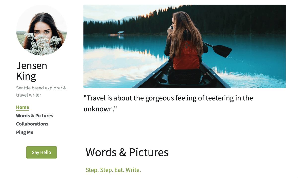 Saubere Blogvorlage von Strikingly