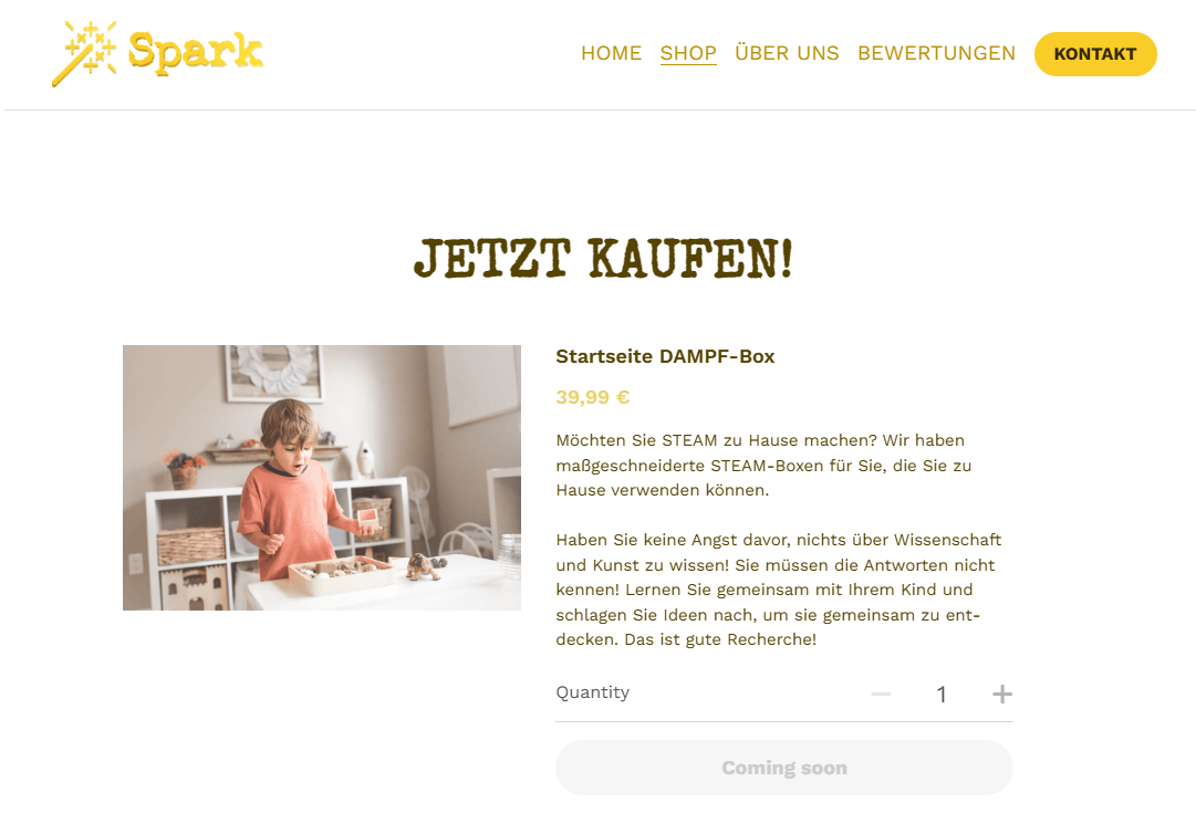 Spark Steam Template von Strikingly