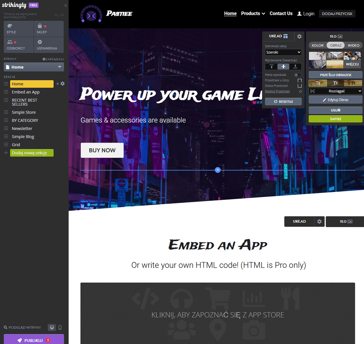 Uderzający edytor stron internetowych