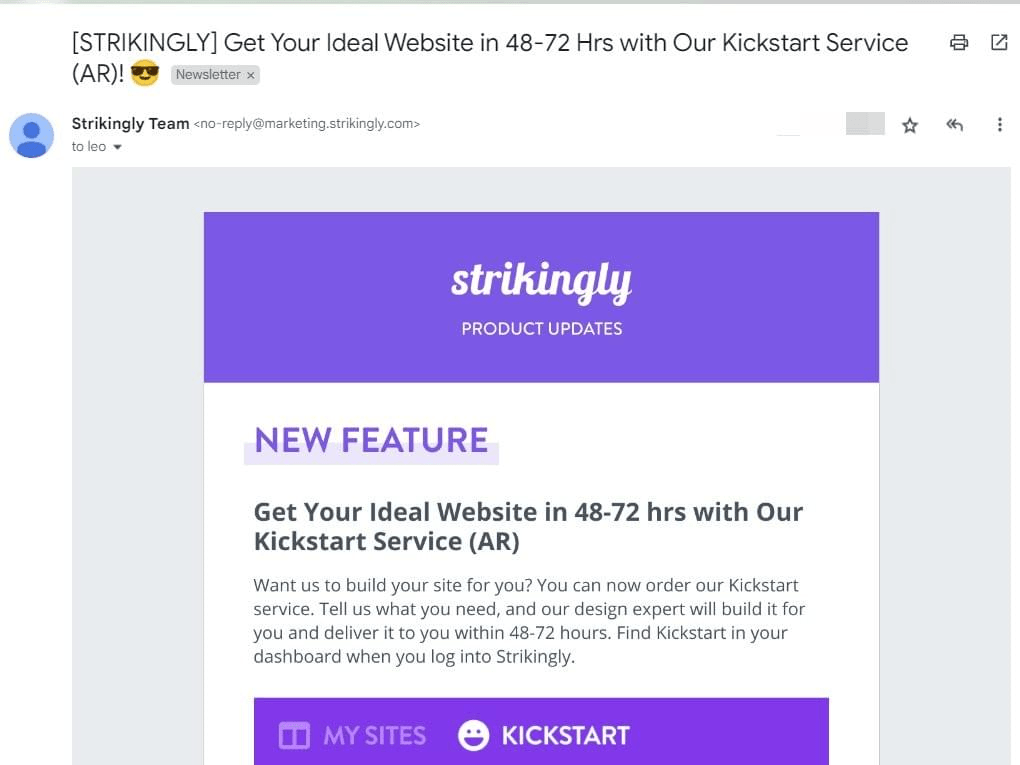 Artículo destacado del boletín informativo Strikingly