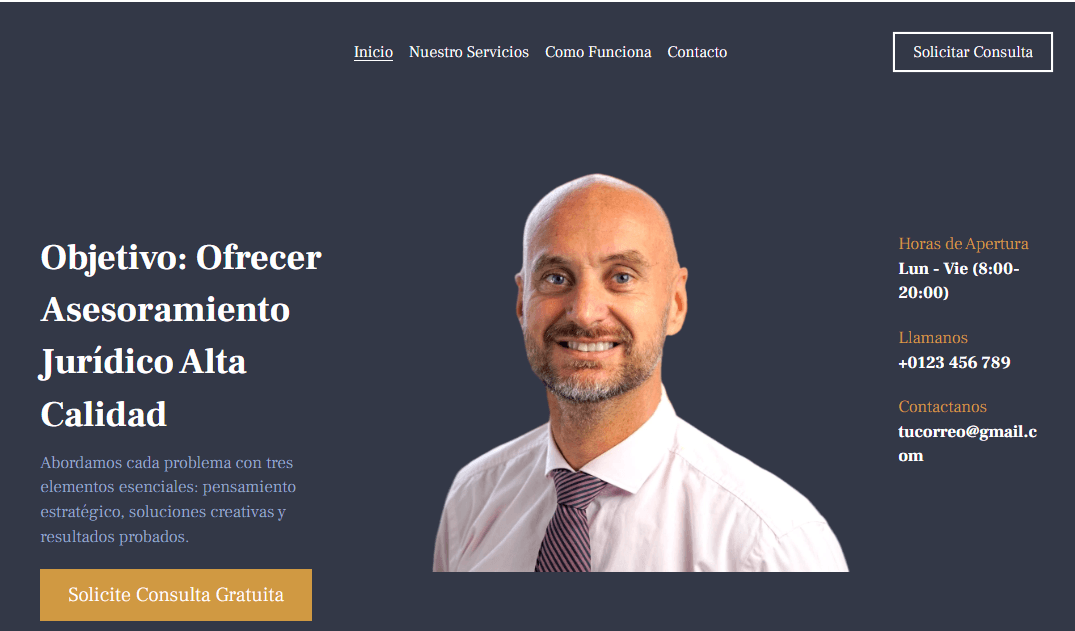 Plantilla de consultoría jurídica de Strikingly