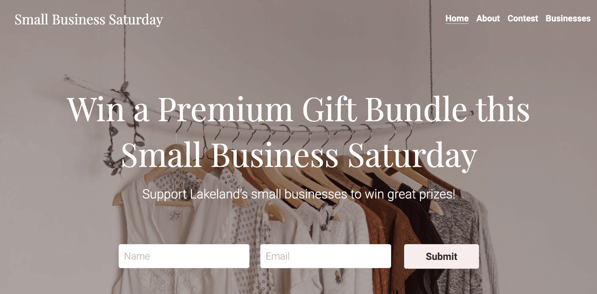 Small Biz Contest Vorlage von Strikingly