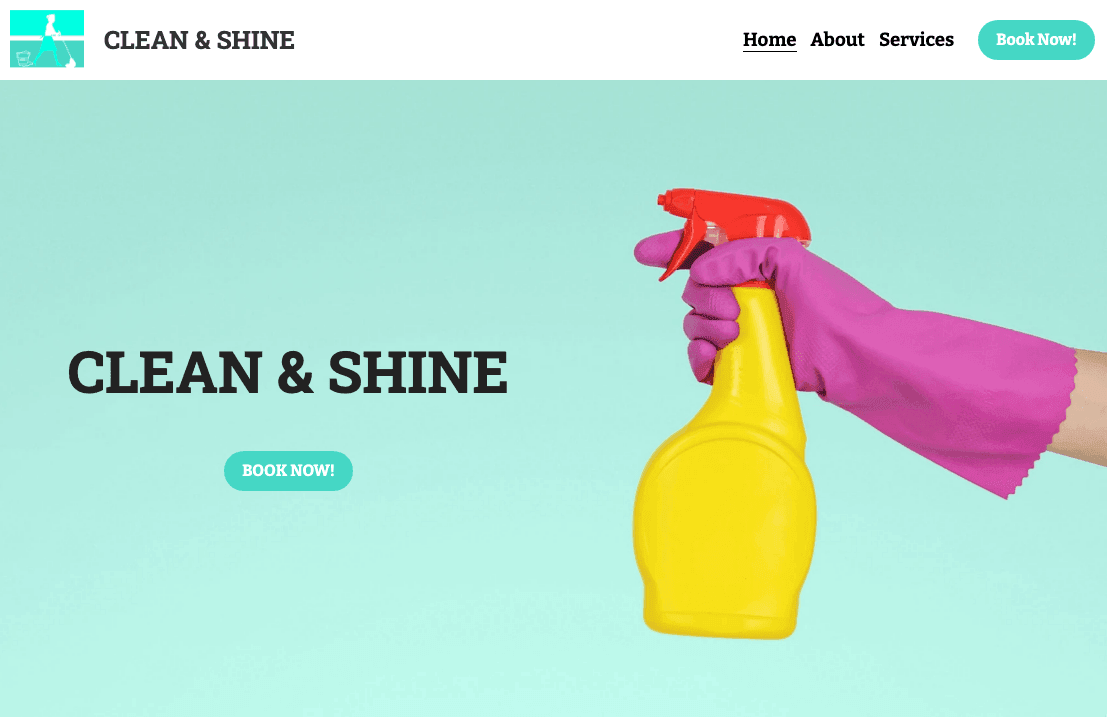 Szablon Clean & Shine od Strikingly