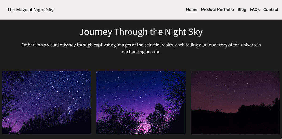 Nachtfotografie auf der Website „Stinically“