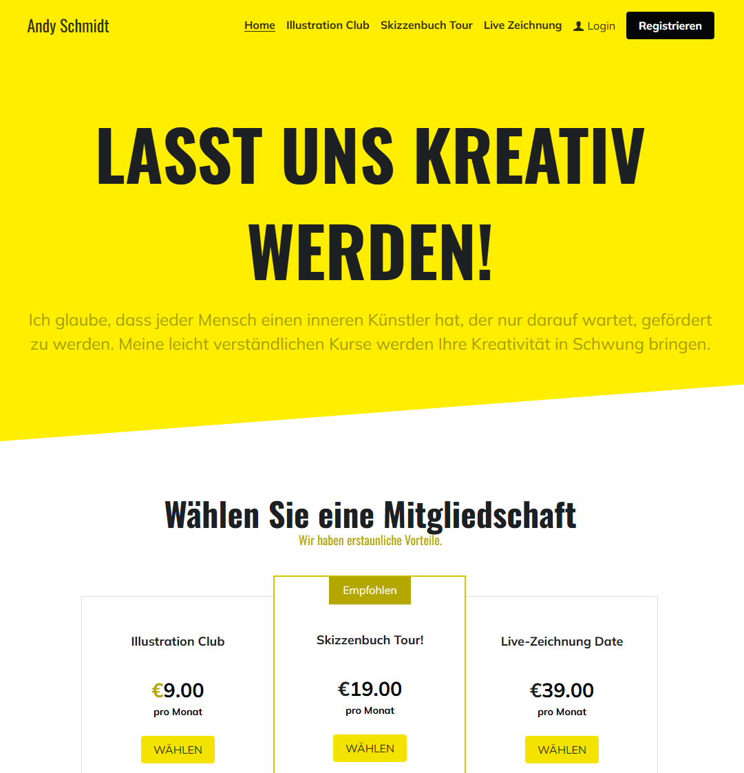 Let's Get Creative-Vorlage von Strikingly