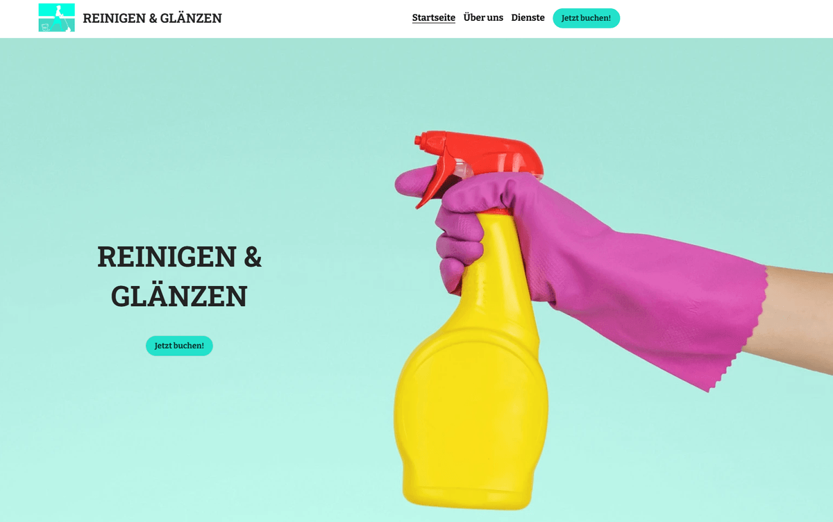 Clean & Shine: Vorlage für professionelle Dienstleistungen von Strikingly
