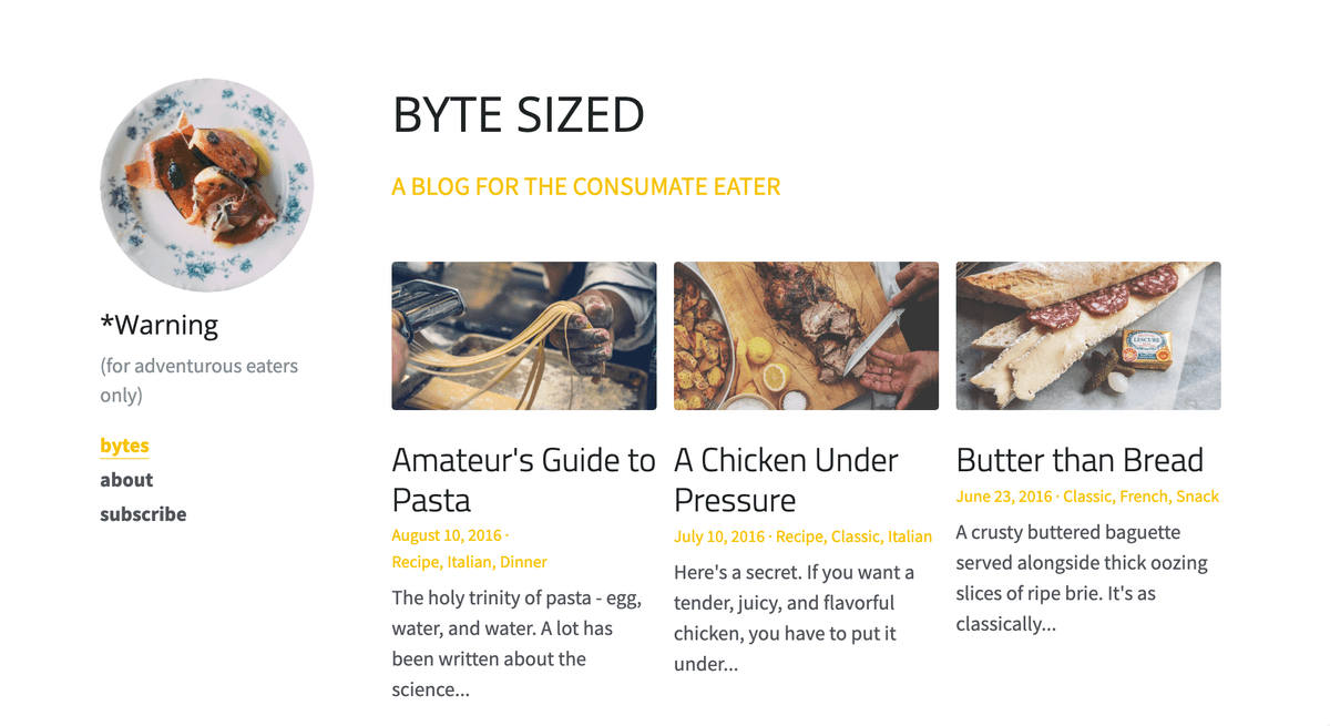 Byte-Sized Blog Template von Strikingly
