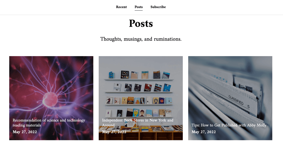 Szablon bloga Bookworms od Strikingly