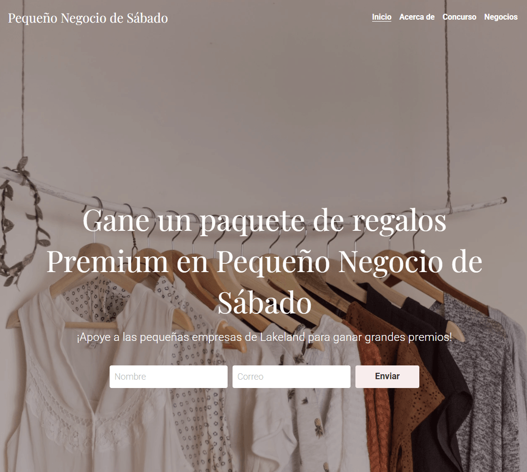 Plantilla de concurso para pequeñas empresas de Strikingly