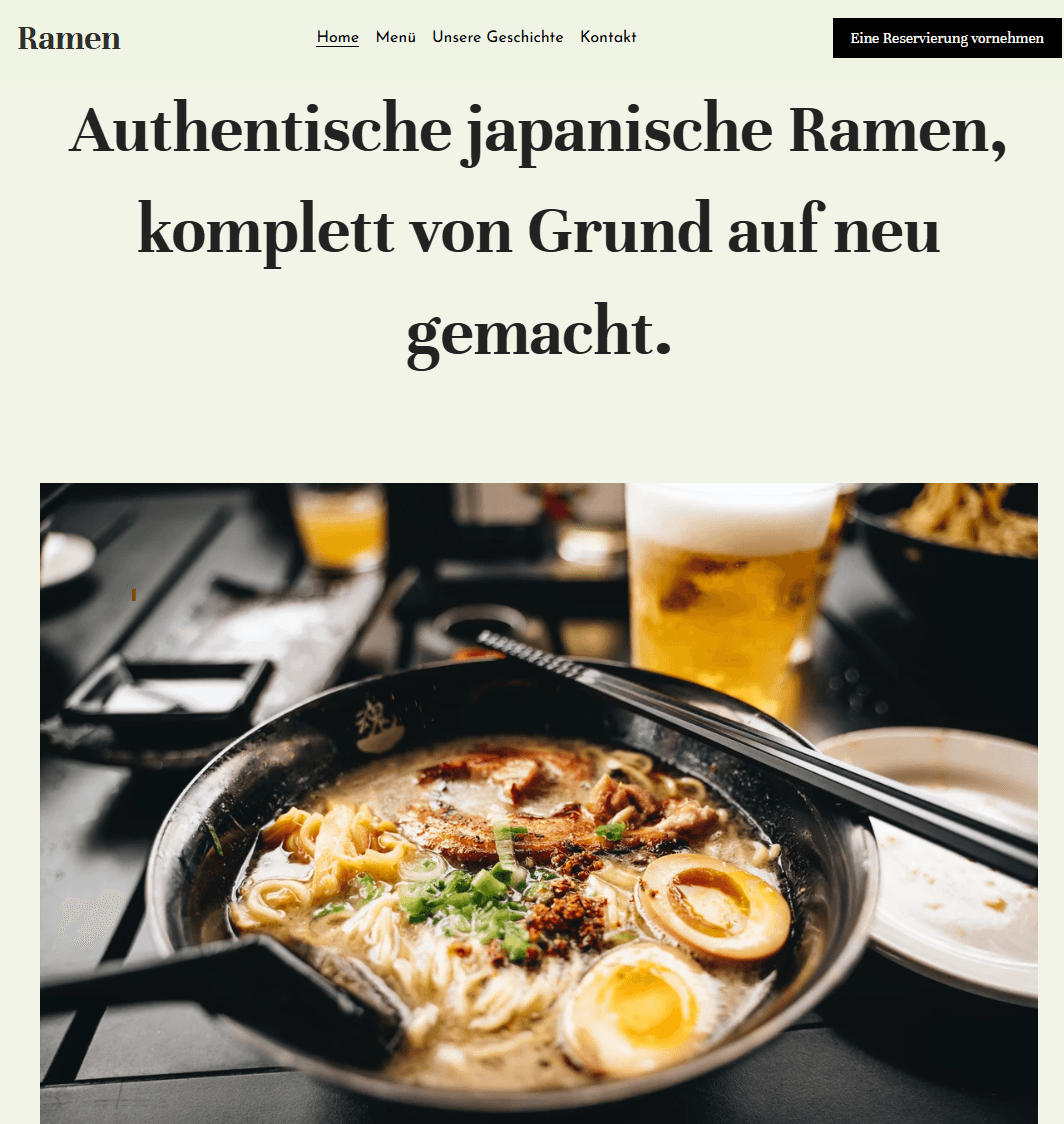 Ramen-Restaurant-Vorlage von Strikingly