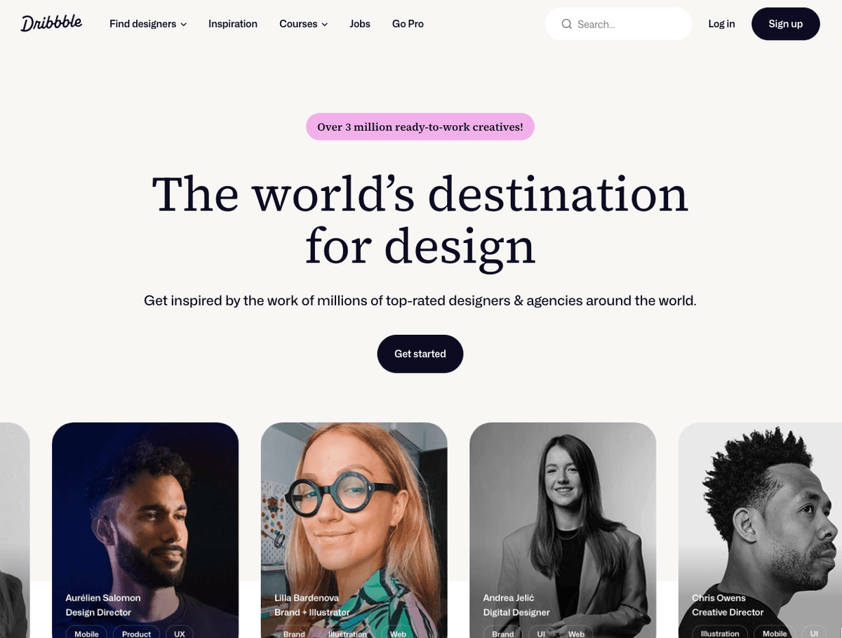Dribbble webbplatsgalleri